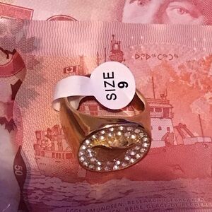 Gold Ring with Crystal Detailing